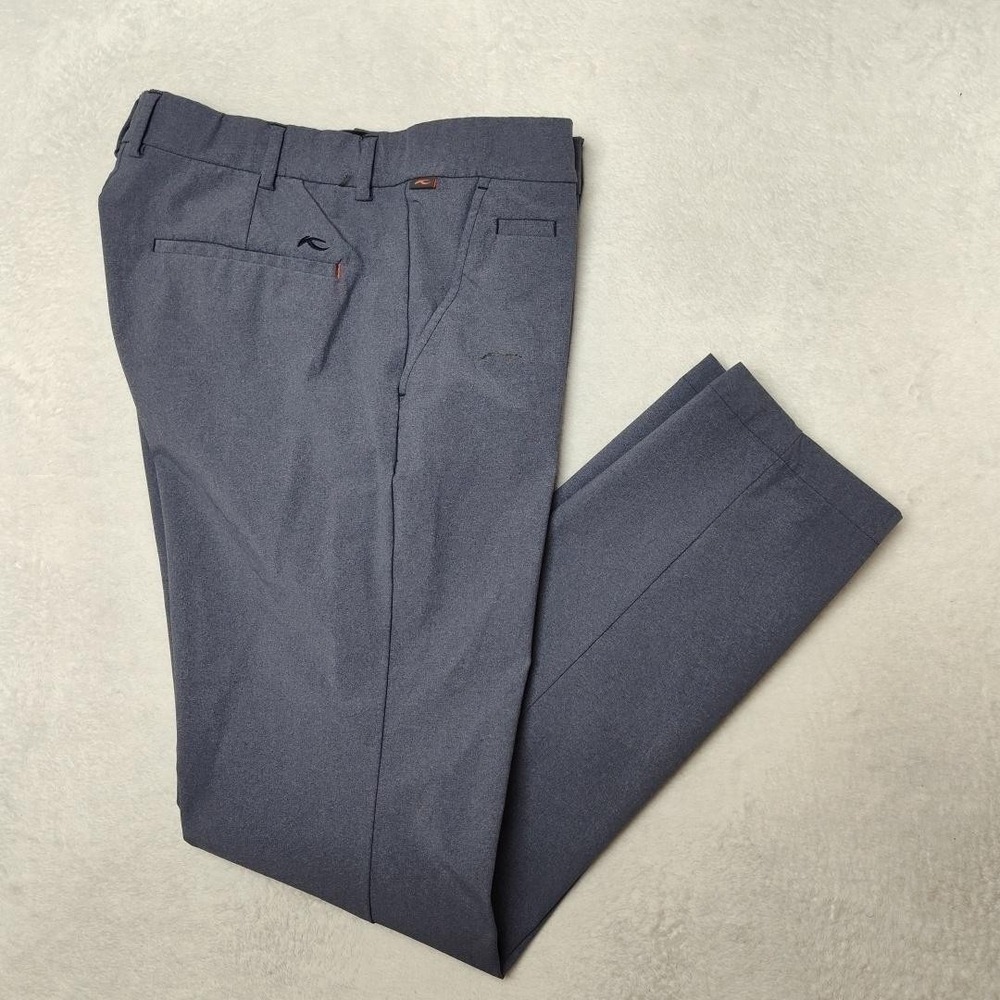 KJUS Pants Men 38x32 Gray Ike Golf Slim Texture Stretch Pockets Lined Tech Chino